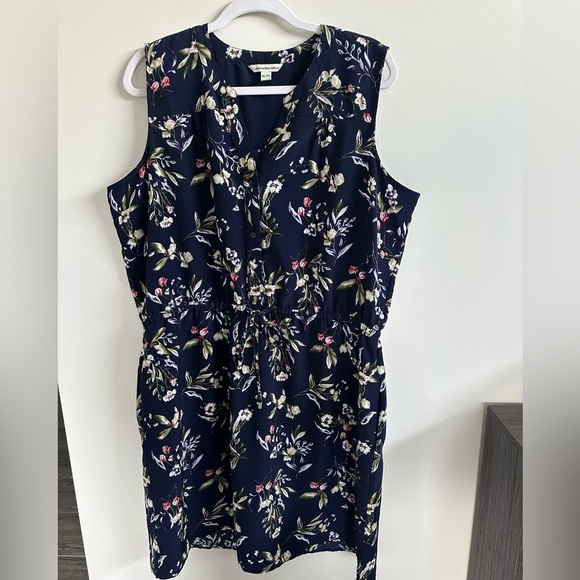 ❤️ Catherine Malandrino Navy Floral Midi Dress XL NWOT - Picture 1 of 6